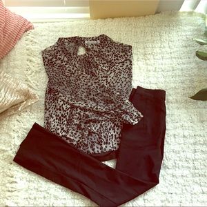 Grey Leopard print blouse