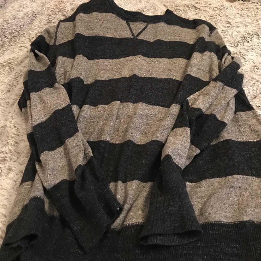 XXL Sweater long sleeve grey charcoal stripe