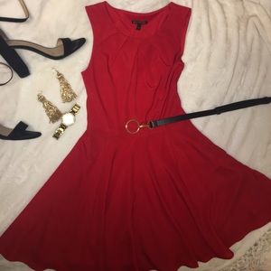 Red A-Line Key Hole Express Dress
