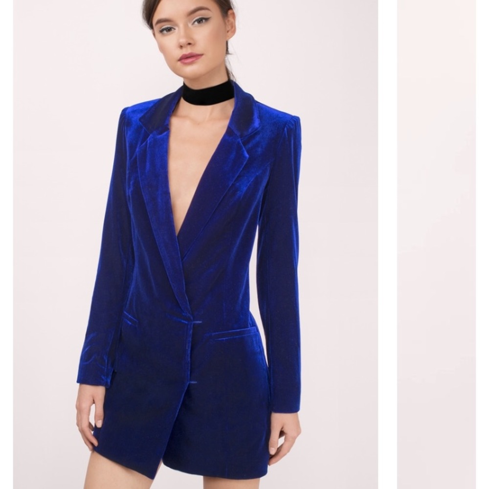 Crushed velvet tuxedo dress