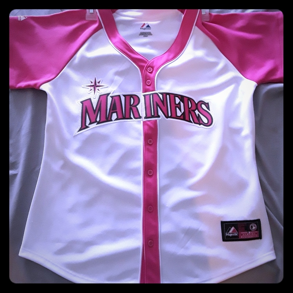 Pink and white mariners jersey