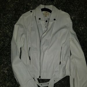 White Faux leather biker jacket