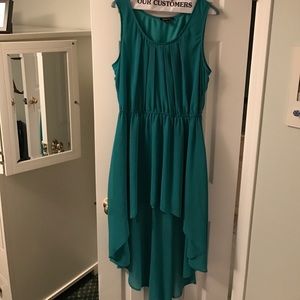 Teal High Low Dress