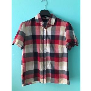 Everyday needed short sleeve plaid shirt
