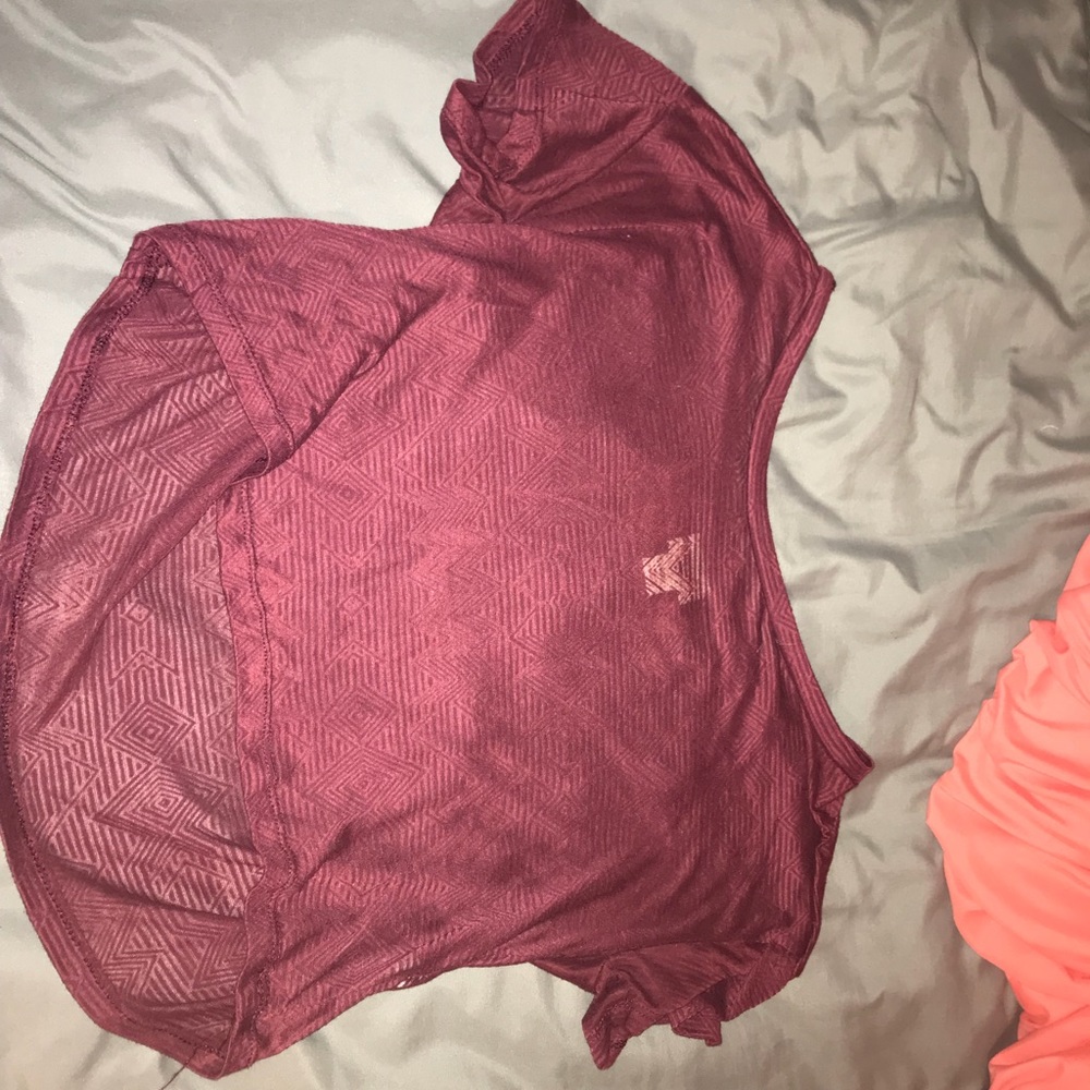 See through maroon patterned crop top