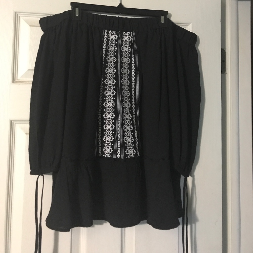 Off the shoulder blouse.
