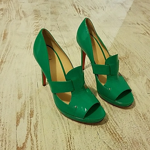 Versace teal patent leather platforms - Picture 1 of 6