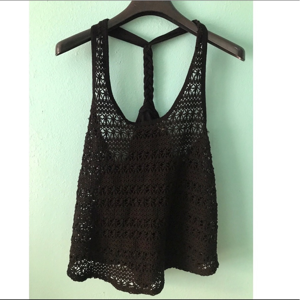 Black crochet tank top
