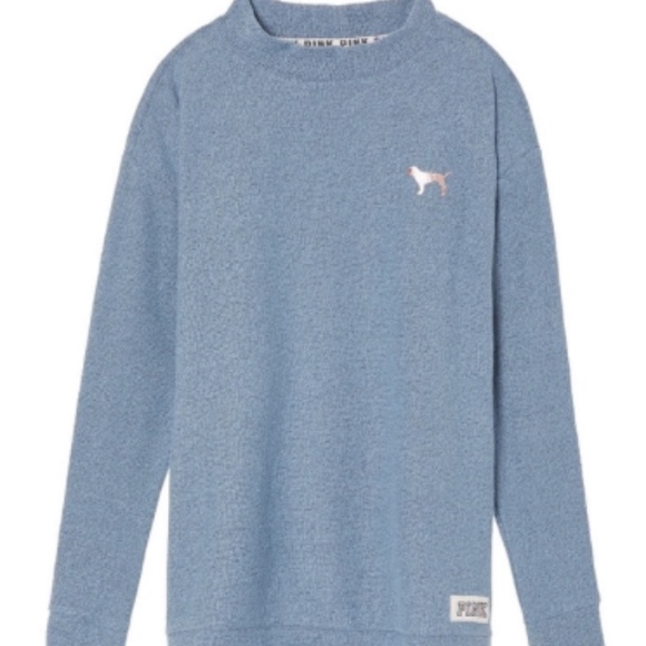 PINK Victoria's Secret Tops - Blue Stadium Neck Sweatshirt - Large