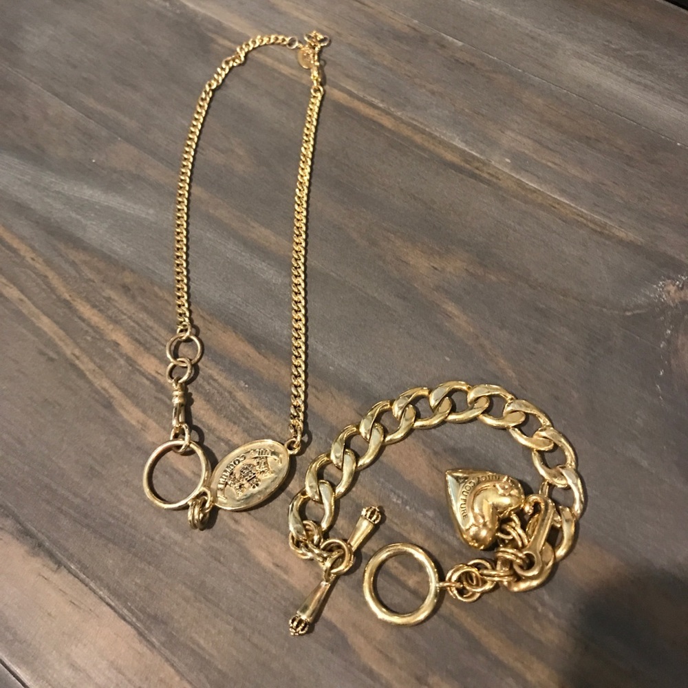 Juicy Couture gold choker & bracelet