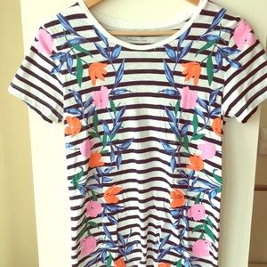 JCrew Collector Tee-Navy & White Stripe w. Flowers