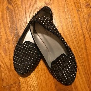 UO shiny black flats with studs - Wanted