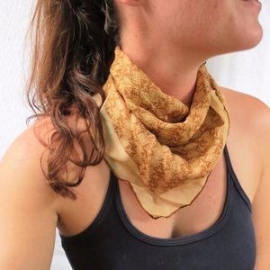 Vintage Brown Geometric Silk Scarf