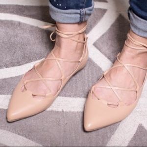 Tan Gap lace up flats - size 8