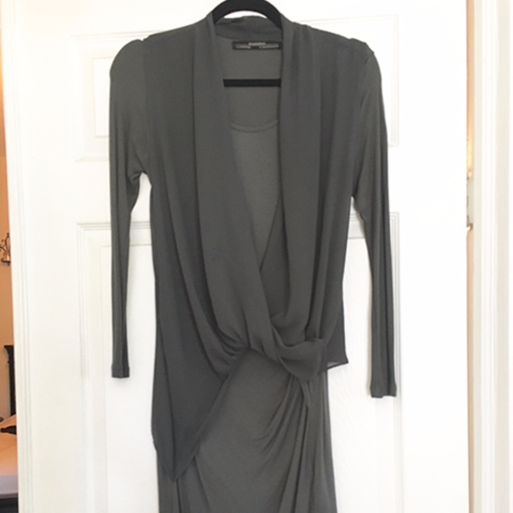 All Saints Abi Dress Chiffon Moss Green Sz. 6US