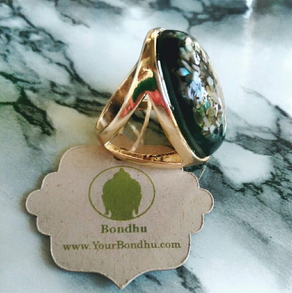 πHPπ18K Gold Black Abalone Ring - Picture 2 of 5
