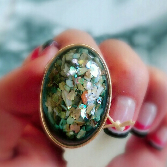 πHPπ18K Gold Black Abalone Ring - Picture 3 of 5