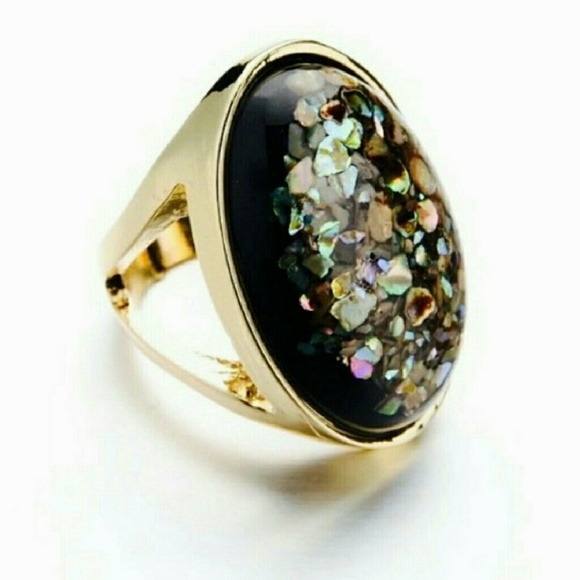 πHPπ18K Gold Black Abalone Ring - Picture 4 of 5