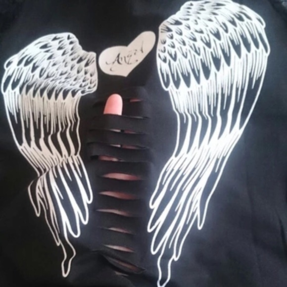 Angel Wings & Lace Sexy Black T + Free Gift π - Picture 3 of 5
