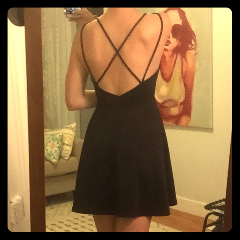 Strappy back little black skater dress lbd
