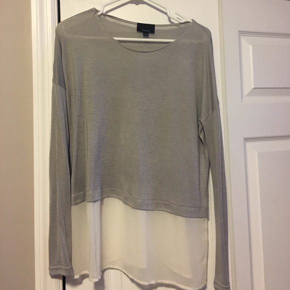 Lumiere Grey and Cream Sheer Sweater - Picture 1 of 4