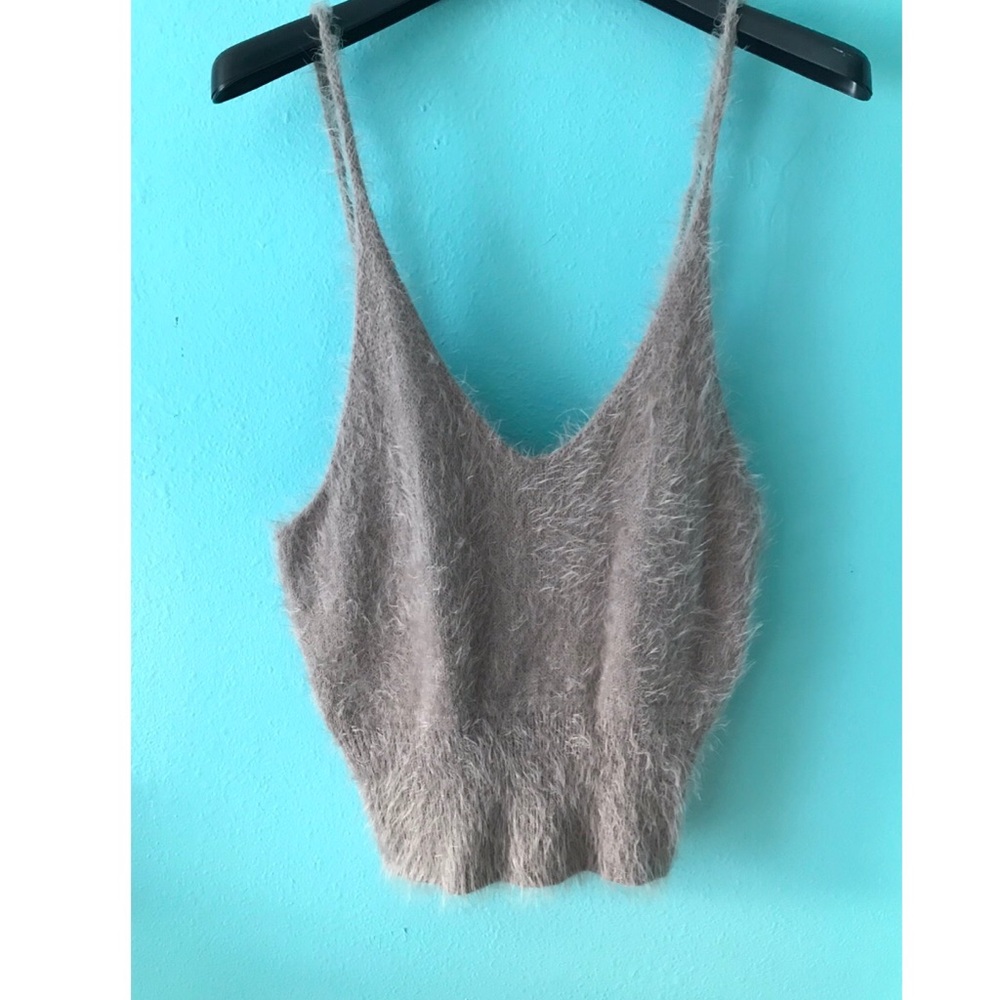 Gray/purple fur crop top