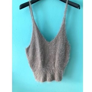 Gray/purple fur crop top