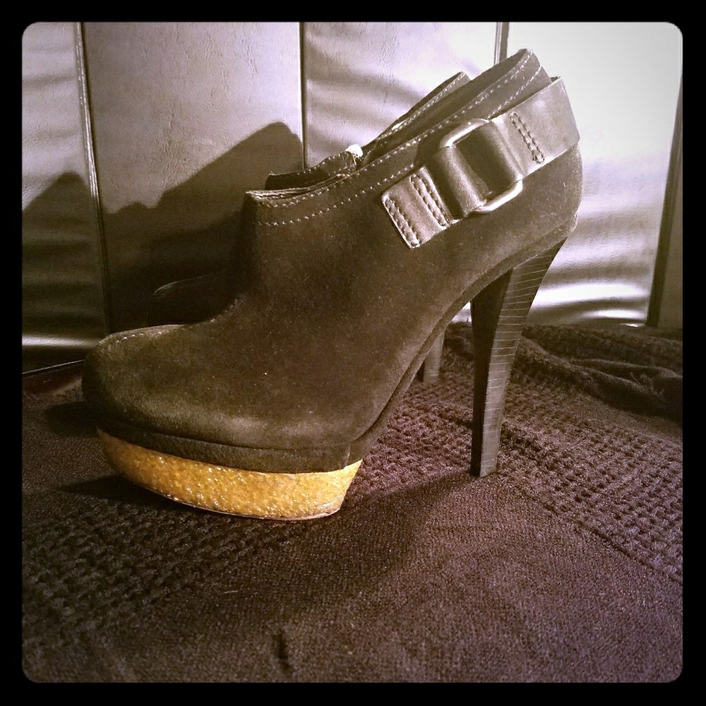 BCBG Suede Platform Heeled Bootie