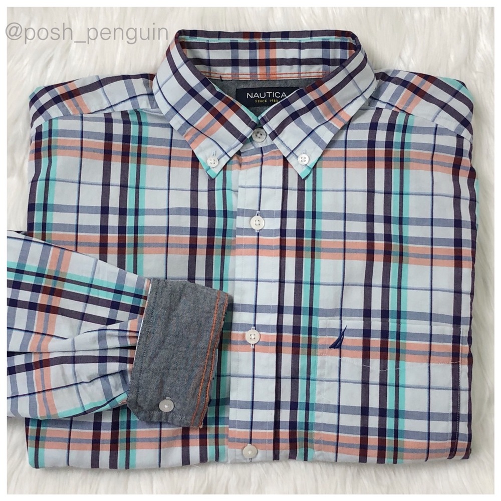 ⬇️35 Nautica Plaid Casual Long Sleeve Button Down