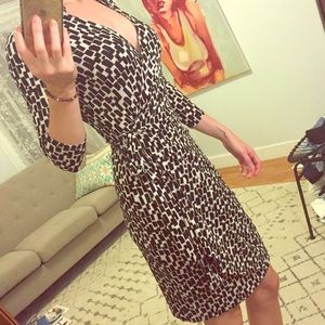 Black and white pattern wrap dress
