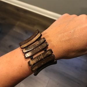 Bracelet, brown faux wood