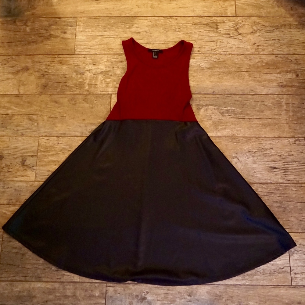 Forever 21 Faux Leather Skater Dress.