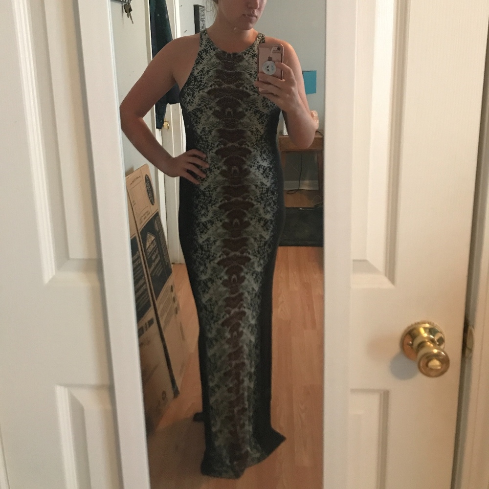 Snake Print High Neck Maxi Dress