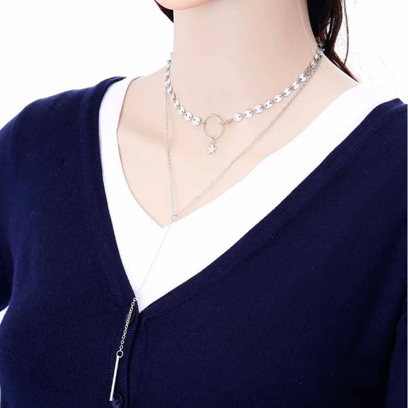 Bar & Star Necklace / SALE - Picture 2 of 3