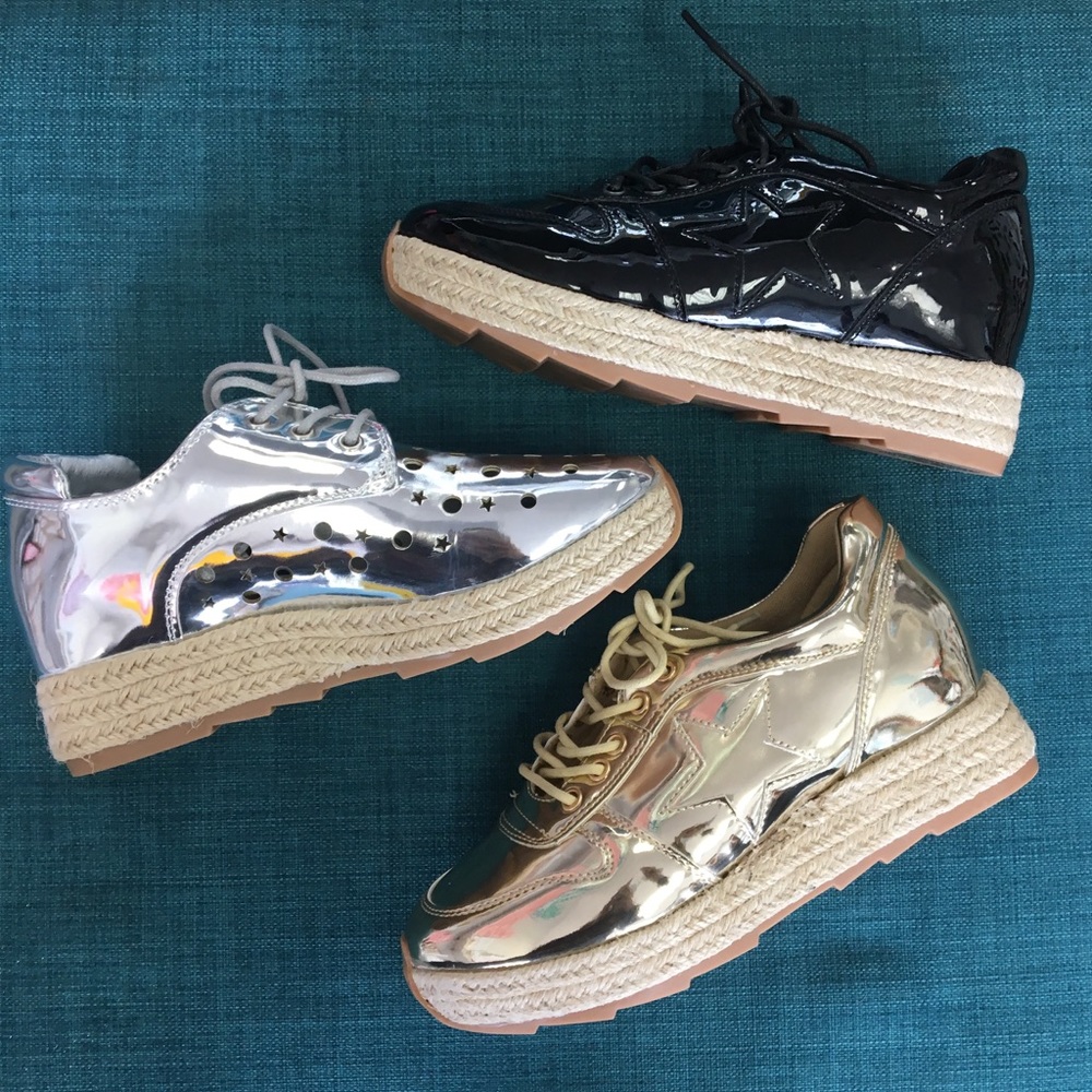 Silver espadrille platform sneaker - Picture 2 of 3