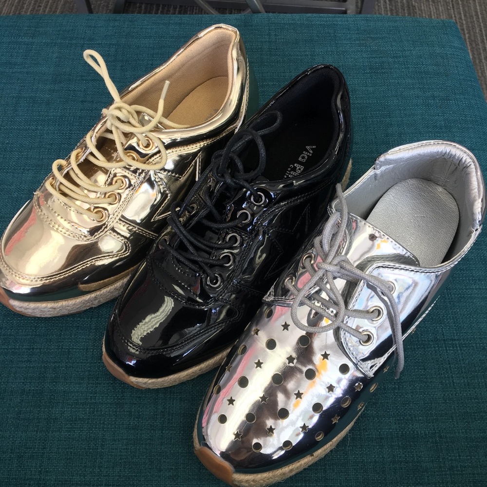 Silver espadrille platform sneaker - Picture 3 of 3