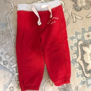 Red jogging pants