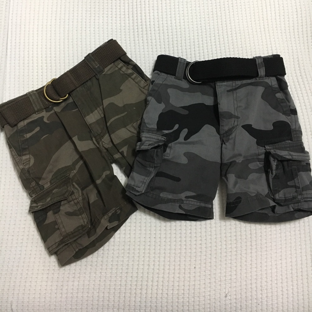 Boys Camo Cargo Shorts - TWO PAIRS INCLUDED IN $