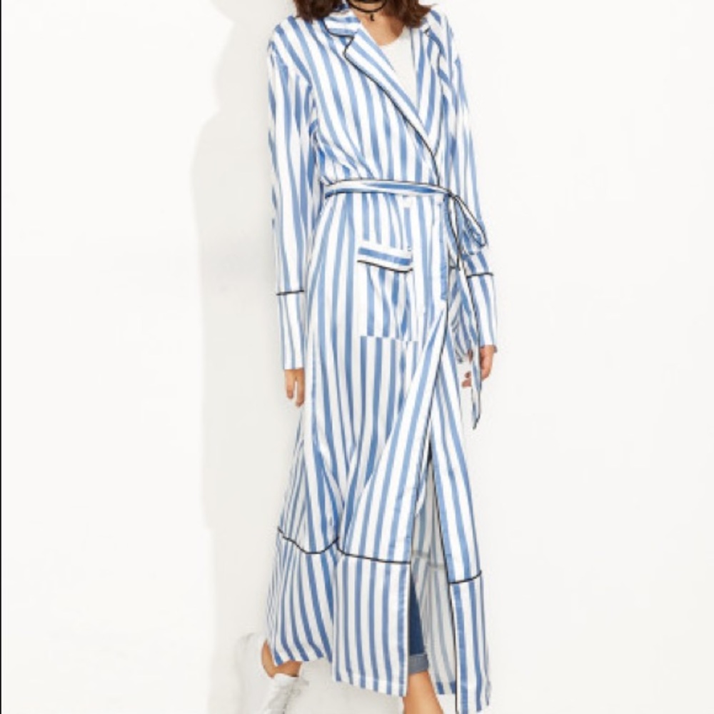 Soft and Silky Striped Robe Outerwear