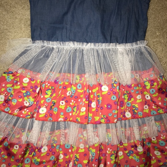 Girls Dress with Floral / Tulle Tiered Ruffles - Picture 2 of 7
