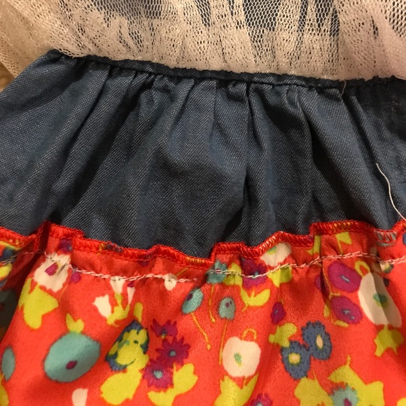 Girls Dress with Floral / Tulle Tiered Ruffles - Picture 7 of 7