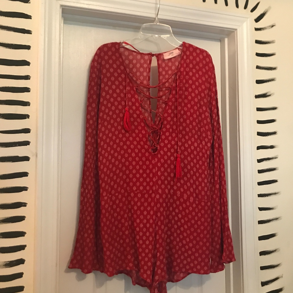 Long Sleeve lace-up boho romper