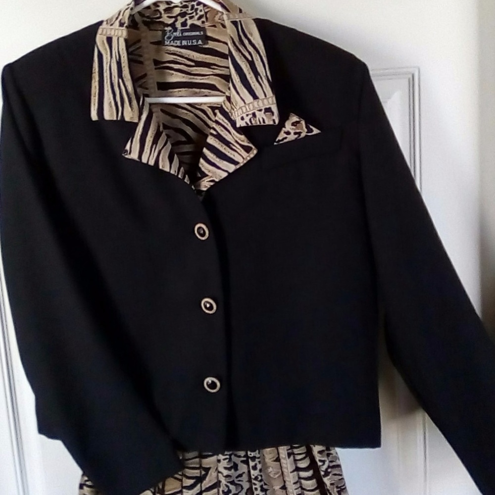 Animal Print Dress With Cropped Black Jacket