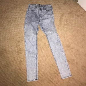 High Waisted Acid Wash Jeans