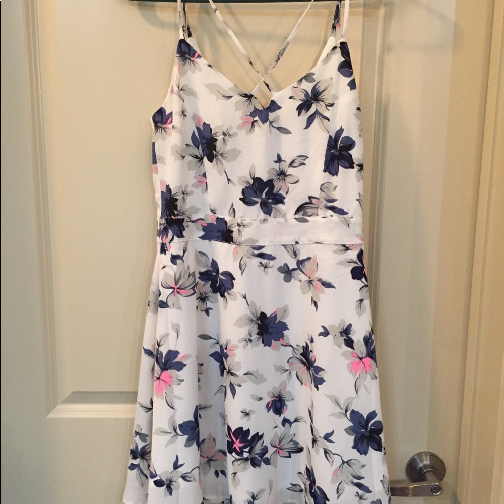 White floral spaghetti strap dress