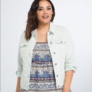 Torrid Distressed Denim Jacket- mint wash