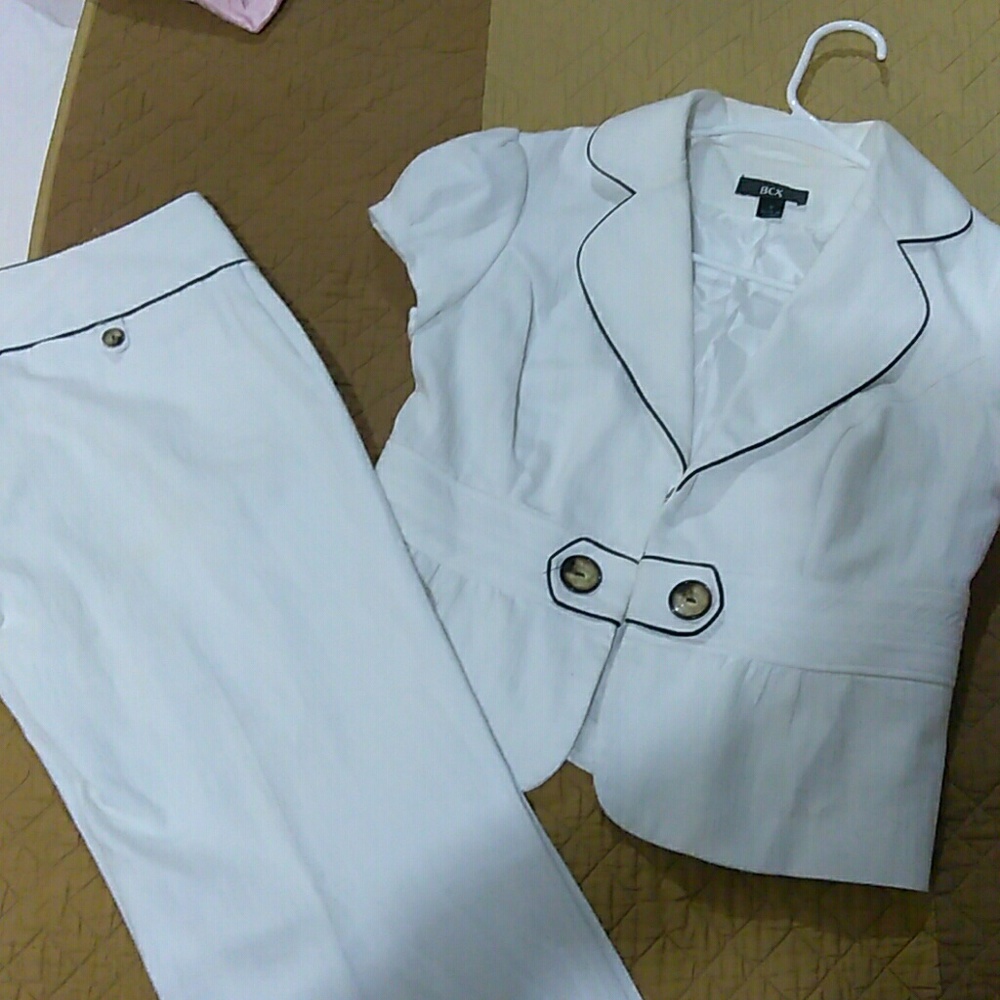 BCX white / blank trim Pant and jacket