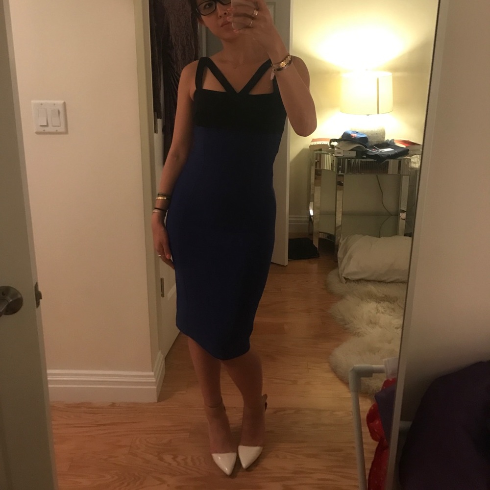 Colorblock bandage dress