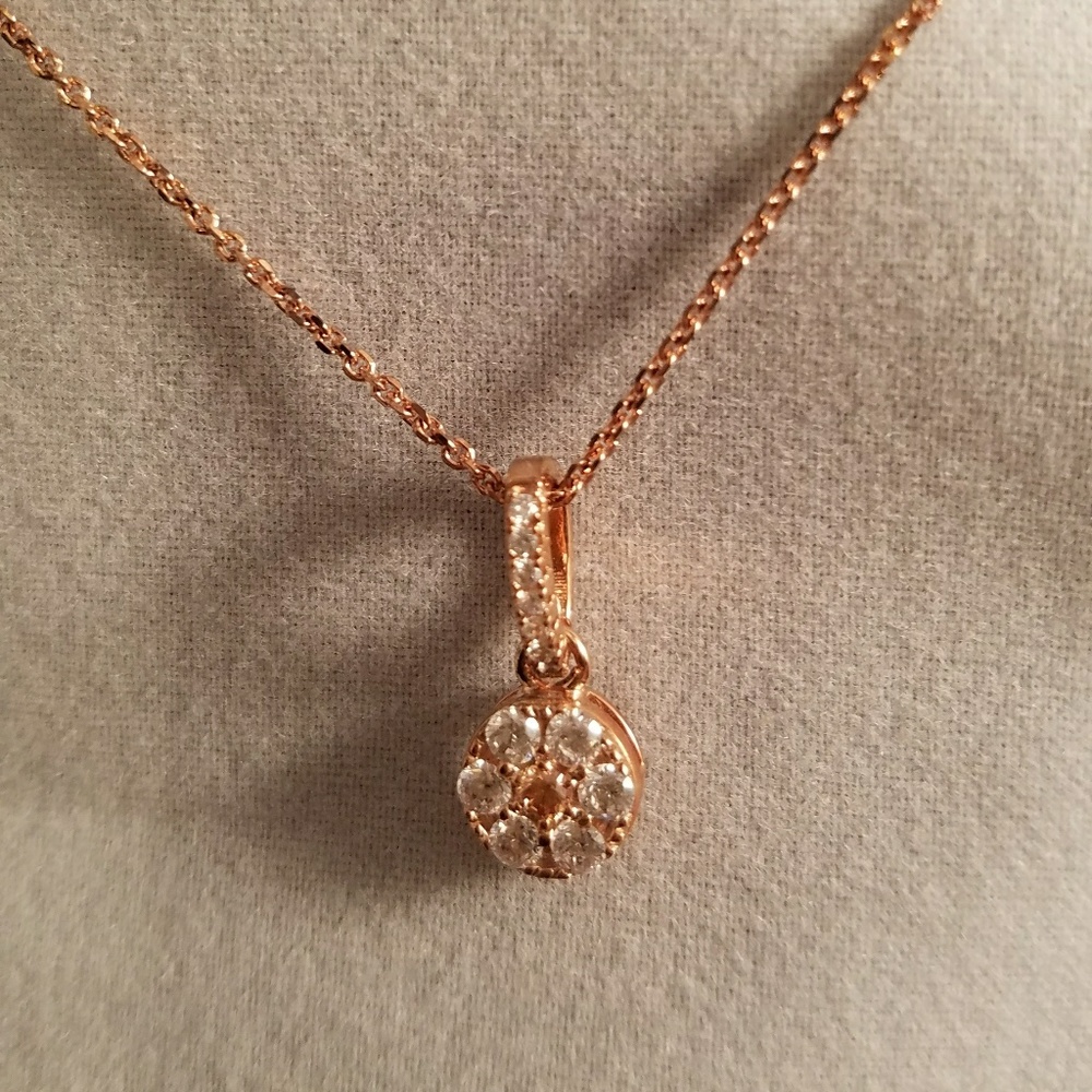 Silver CZ Circle Rose Gold Plating