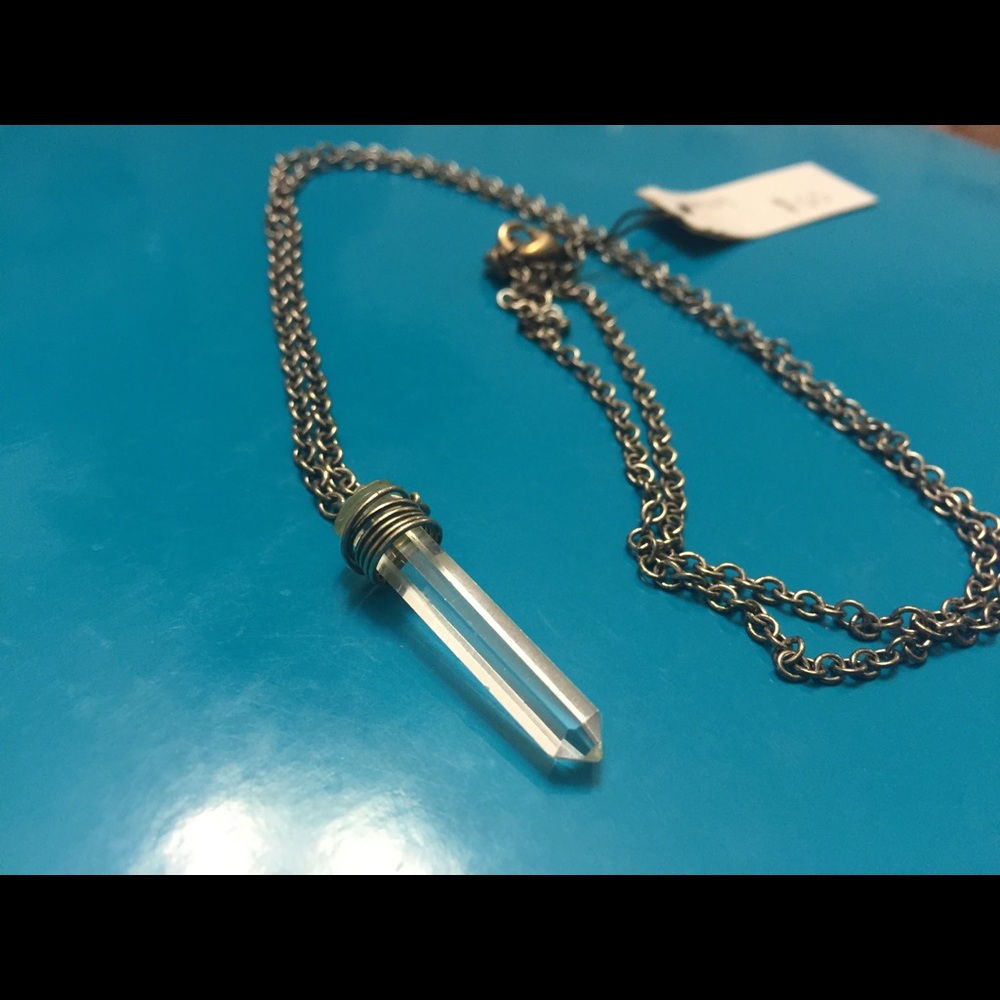 NEW Clear Crystal Silver Tone Necklace